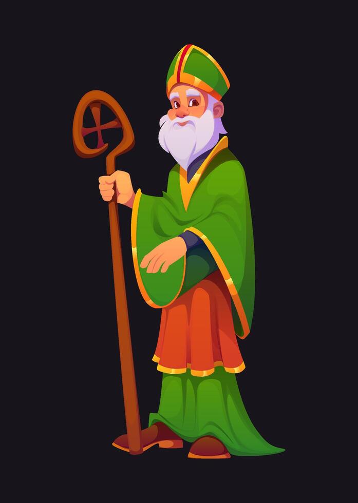 Cartoon Saint Patrick Character, patron of Ireland vector