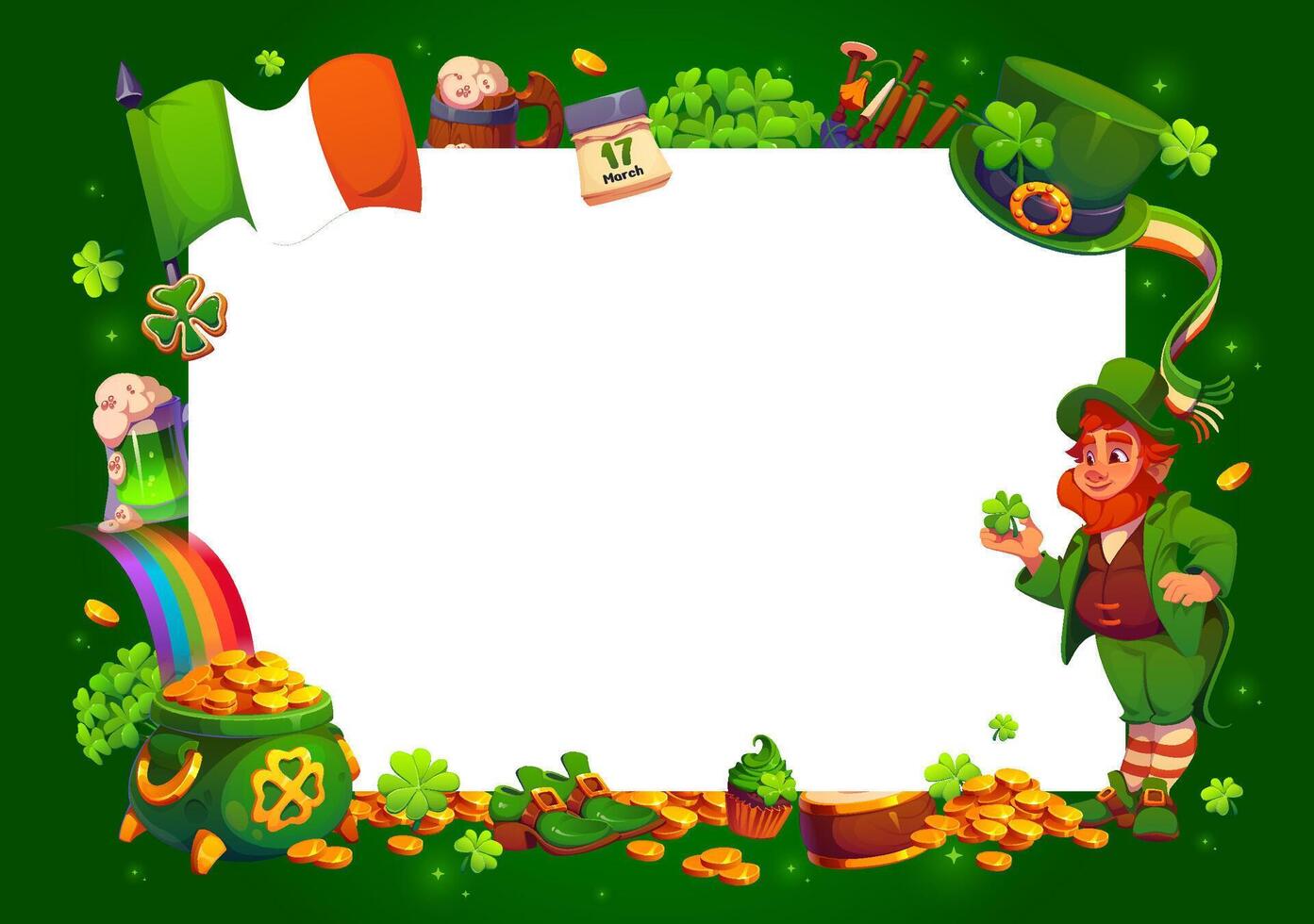 Kids diploma, Happy St Patrick day greeting banner vector