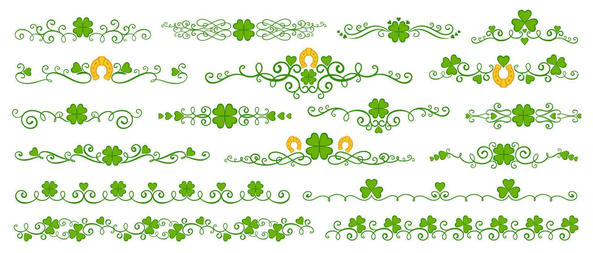 Shamrock clover borders of st Patrick day holiday vector