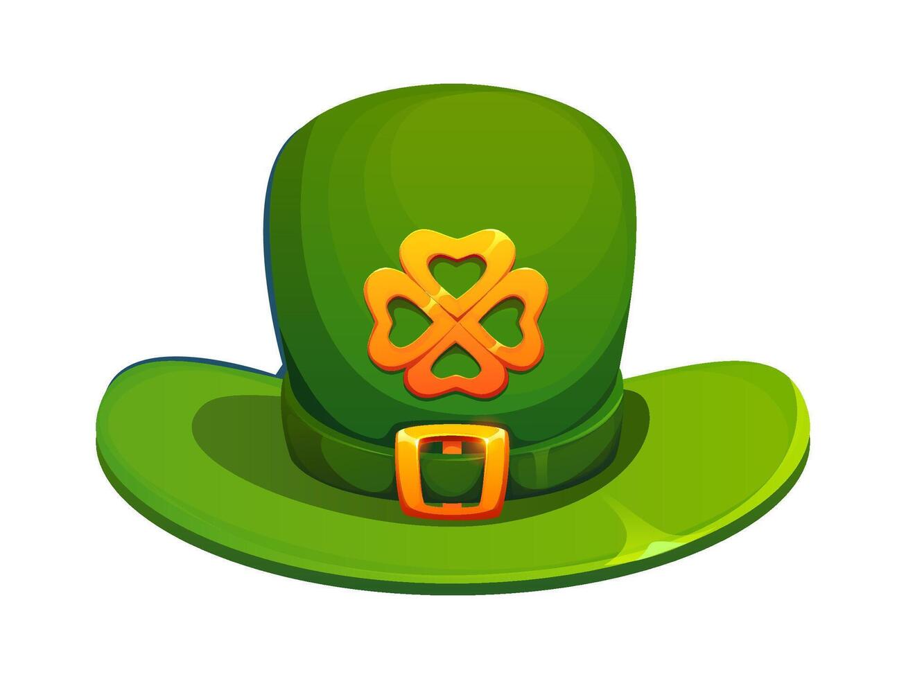 Leprechaun hat with Patrick day golden shamrock vector