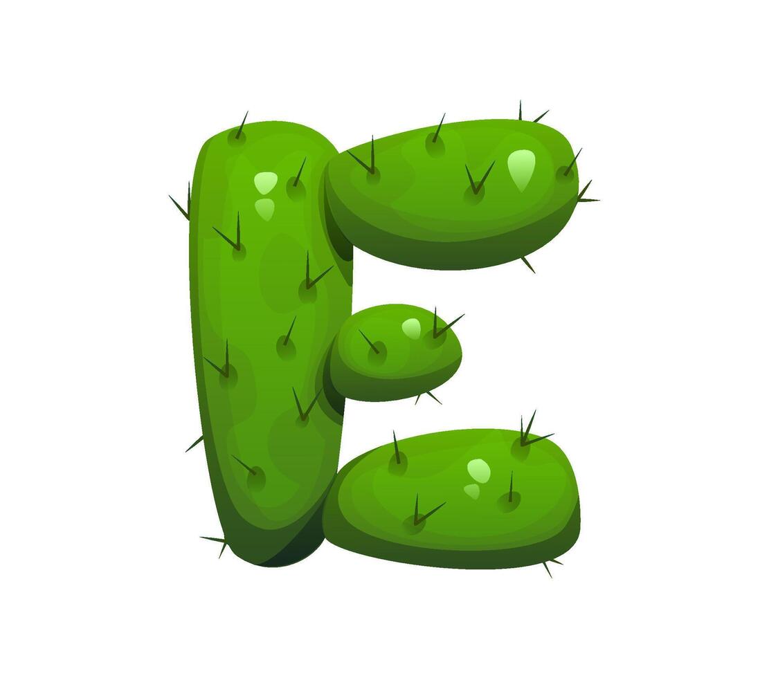Wild West cowboy dessert cactus font type letter E vector