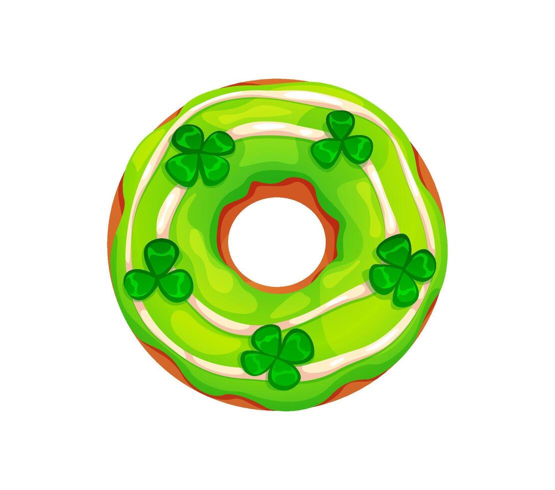 St Patrick day holiday donut with sweet shamrock vector