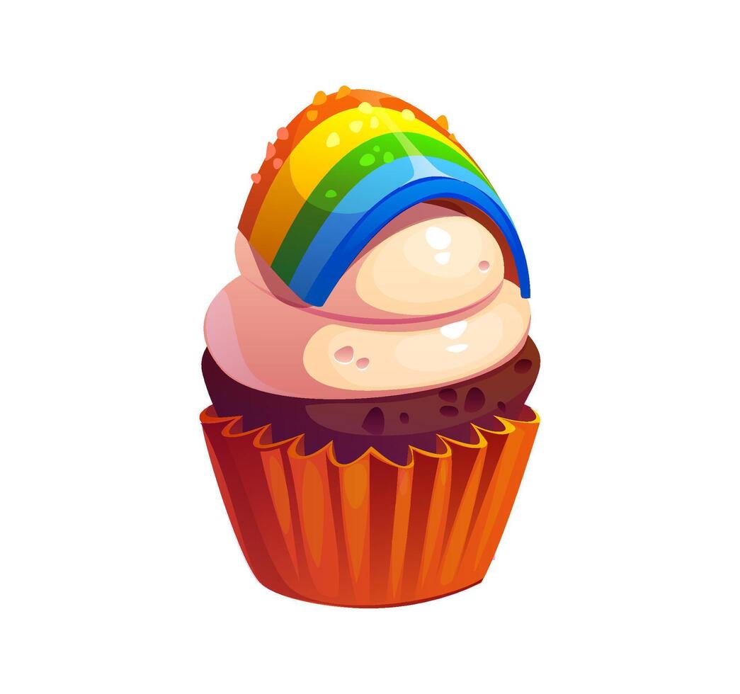 St Patrick day holiday cupcake with rainbow on top vector