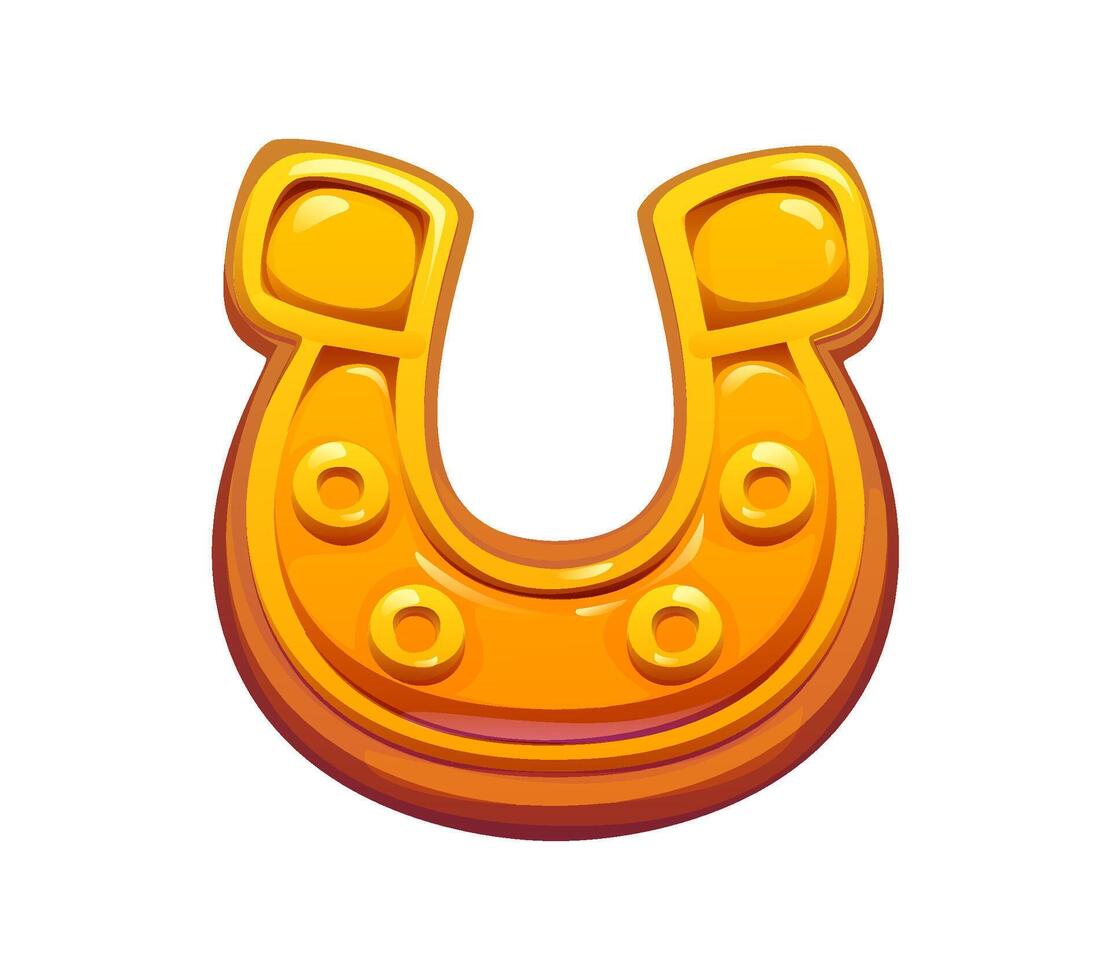 St Patrick day holiday golden horseshoe cookie vector