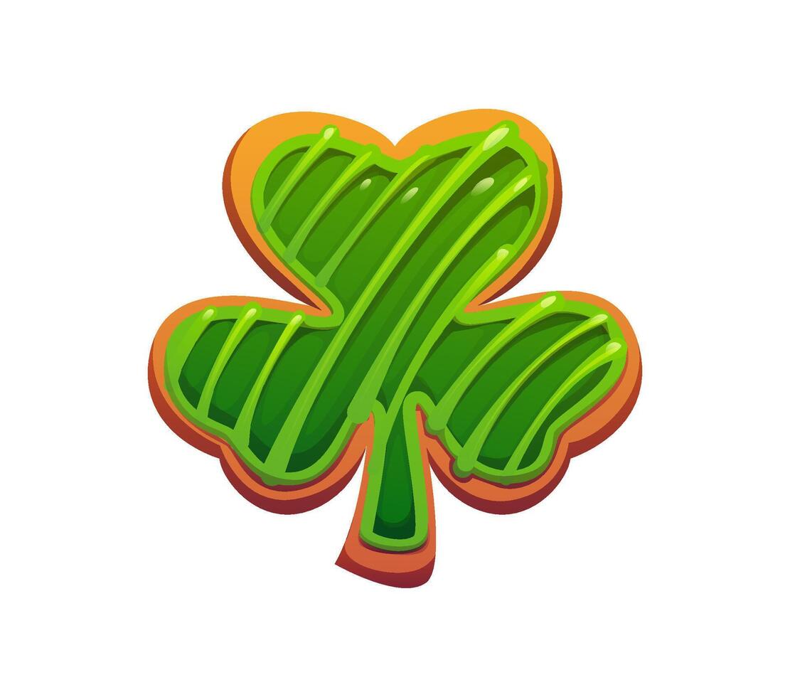 St Patrick day shamrock clover cookie, Irish treat vector
