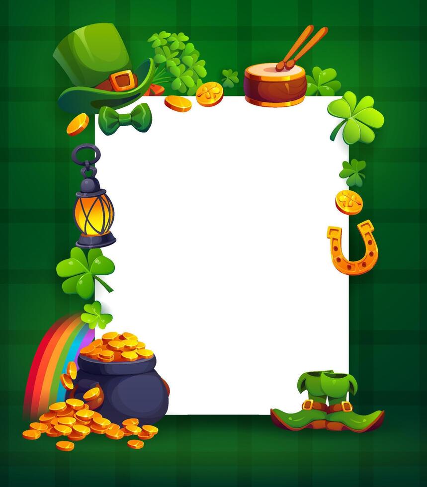 St Patrick day greeting card, cartoon frame vector