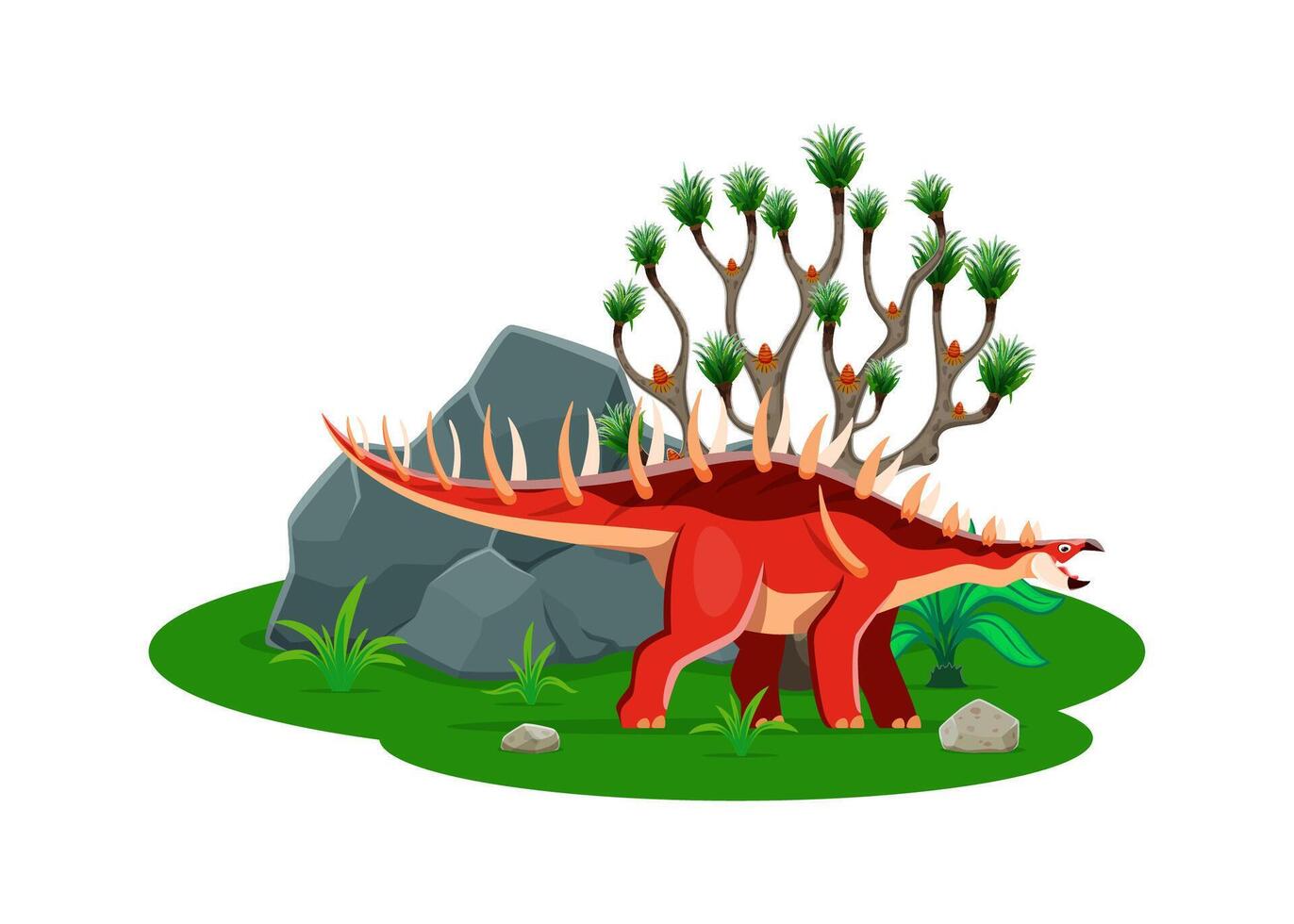 Cartoon prehistoric dinosaur, Kentrosaurus lizard vector