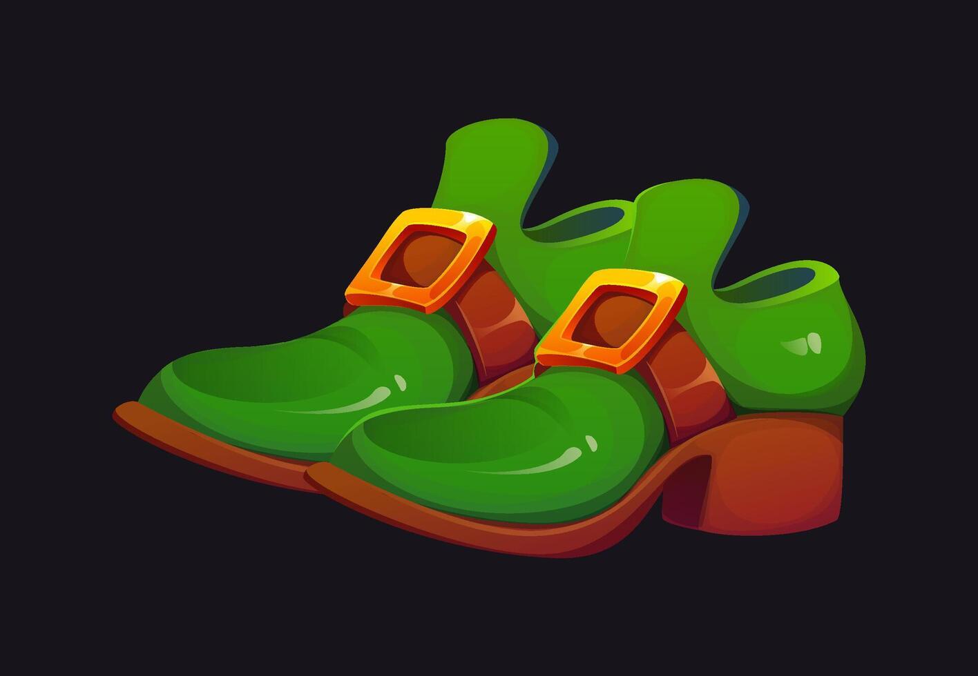 Cartoon leprechaun shoes with golden buckles vector