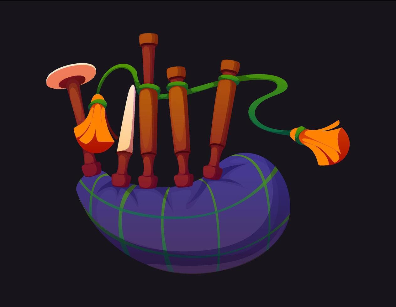 Cartoon bagpipe with a plaid patterned airbag vector