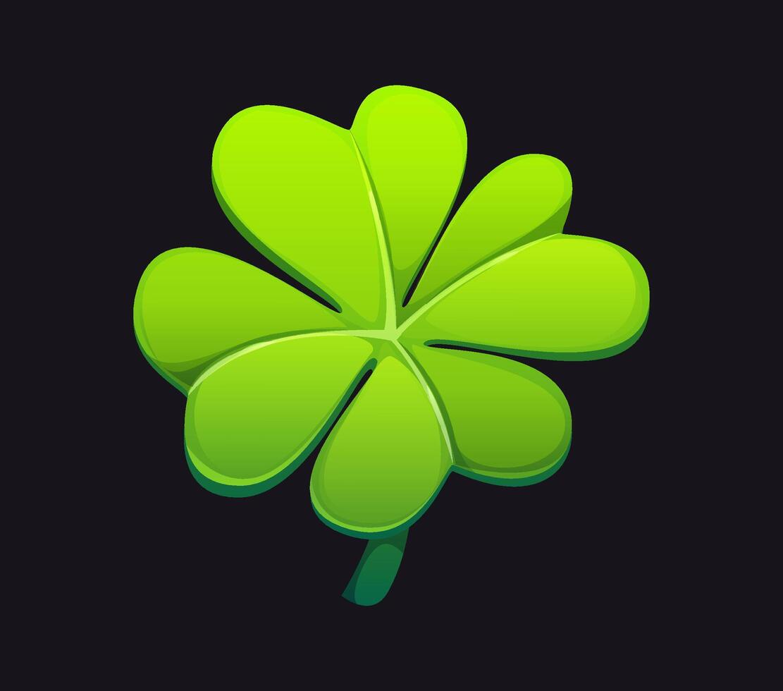 Cartoon lucky four leaf clover, shamrock plant vector