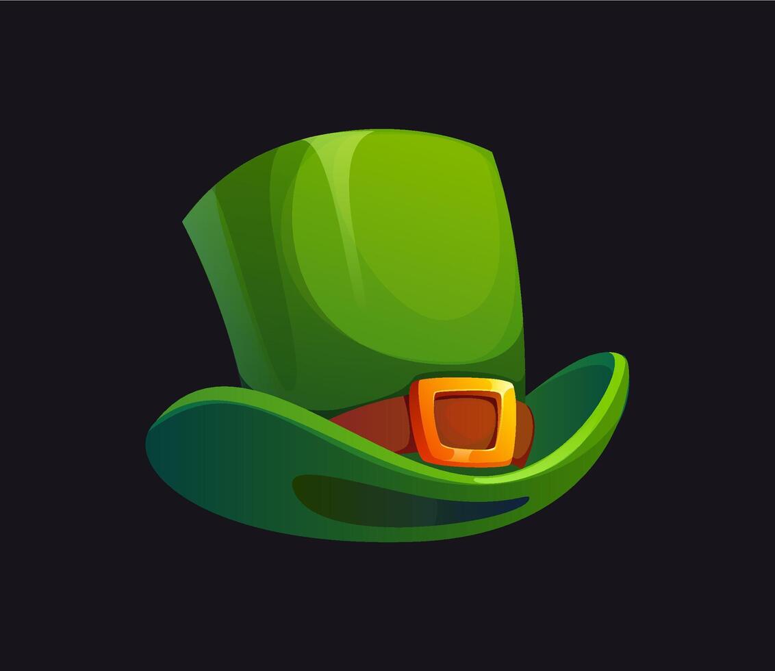 Cartoon green leprechaun top hat with gold buckle vector