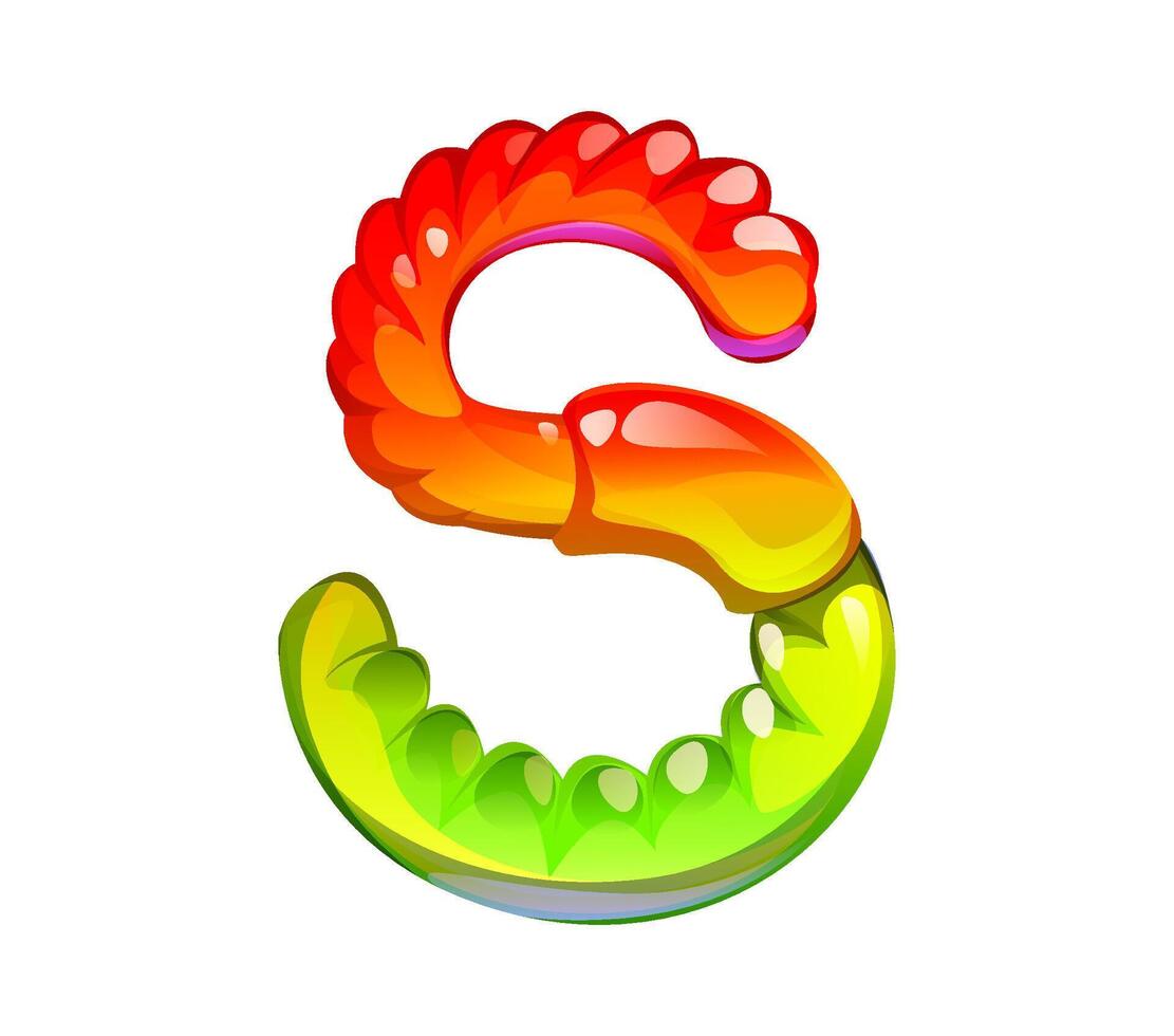 Fast food jelly worm alphabet font letter S vector