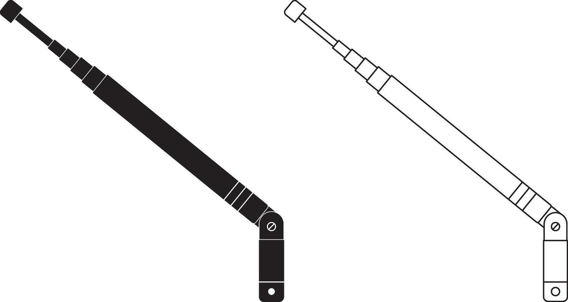 outline silhouette Whip antenna icon set vector