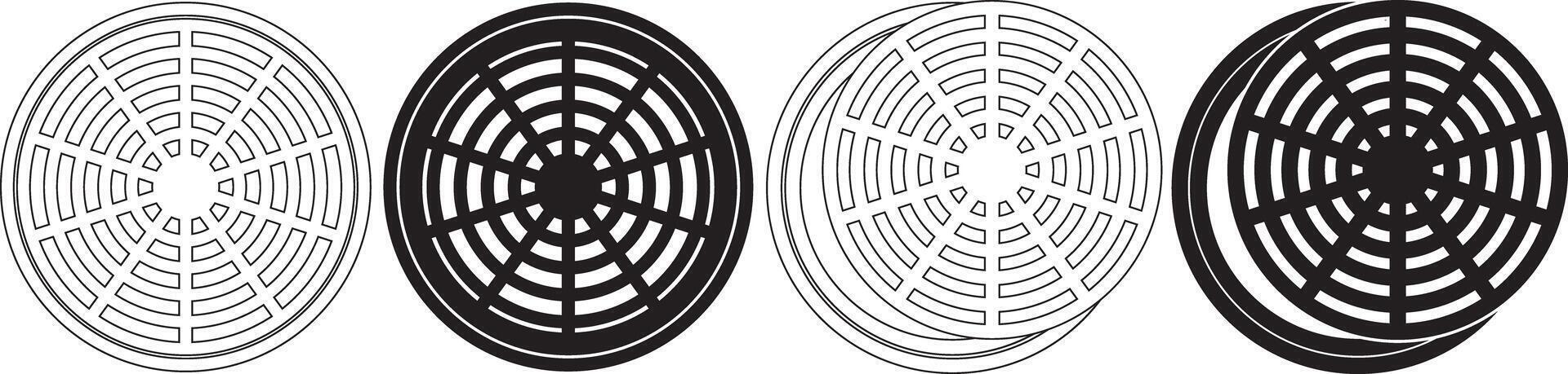 circular manhole cover icon set vector