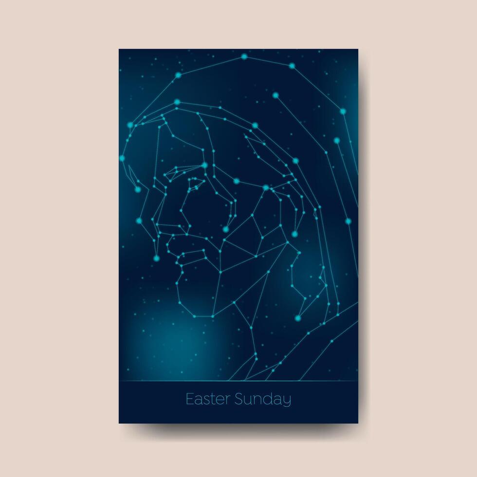 Face of Jesus in constellations, astronomy and galaxy style vector