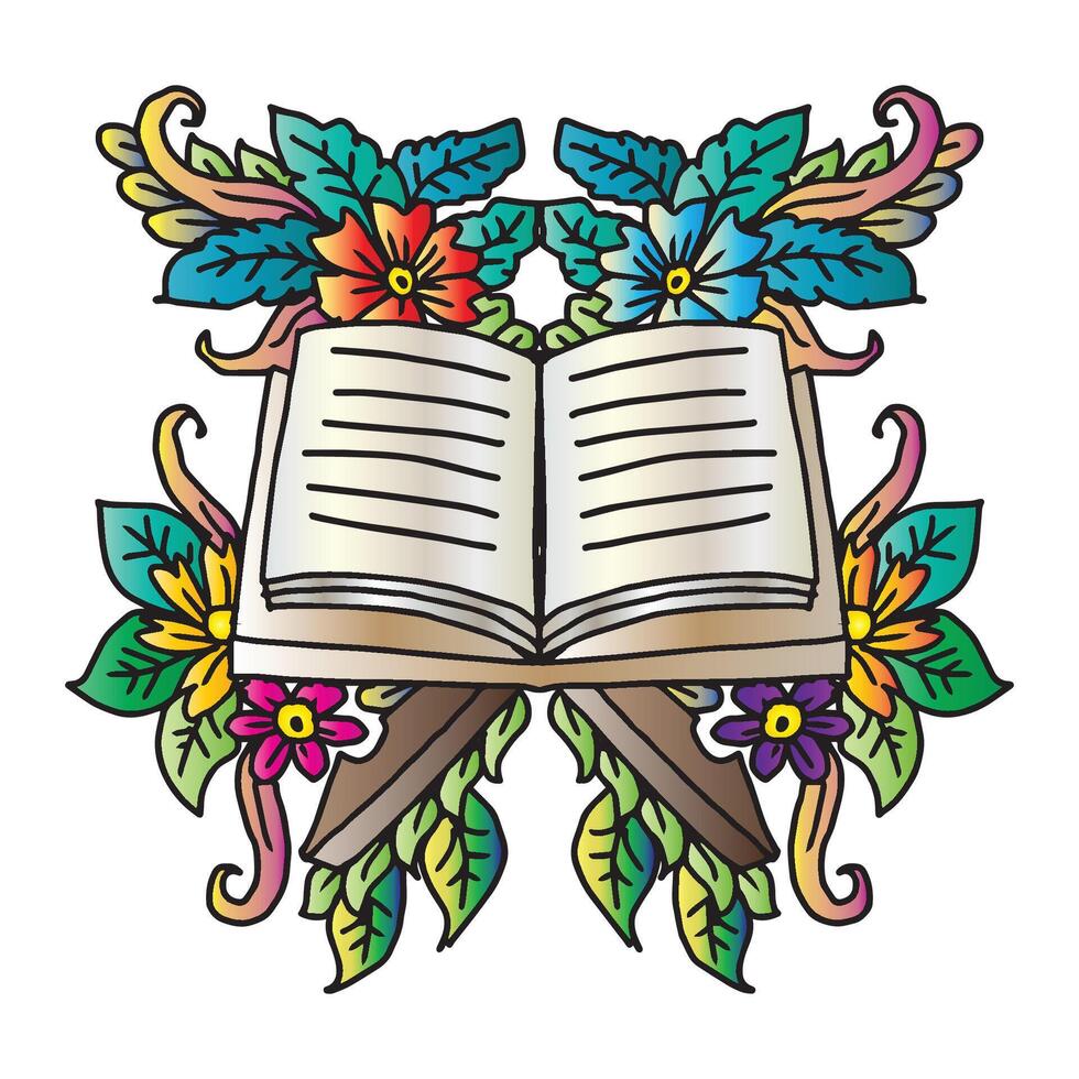 Quran holy book of islam with floral decoration. vector