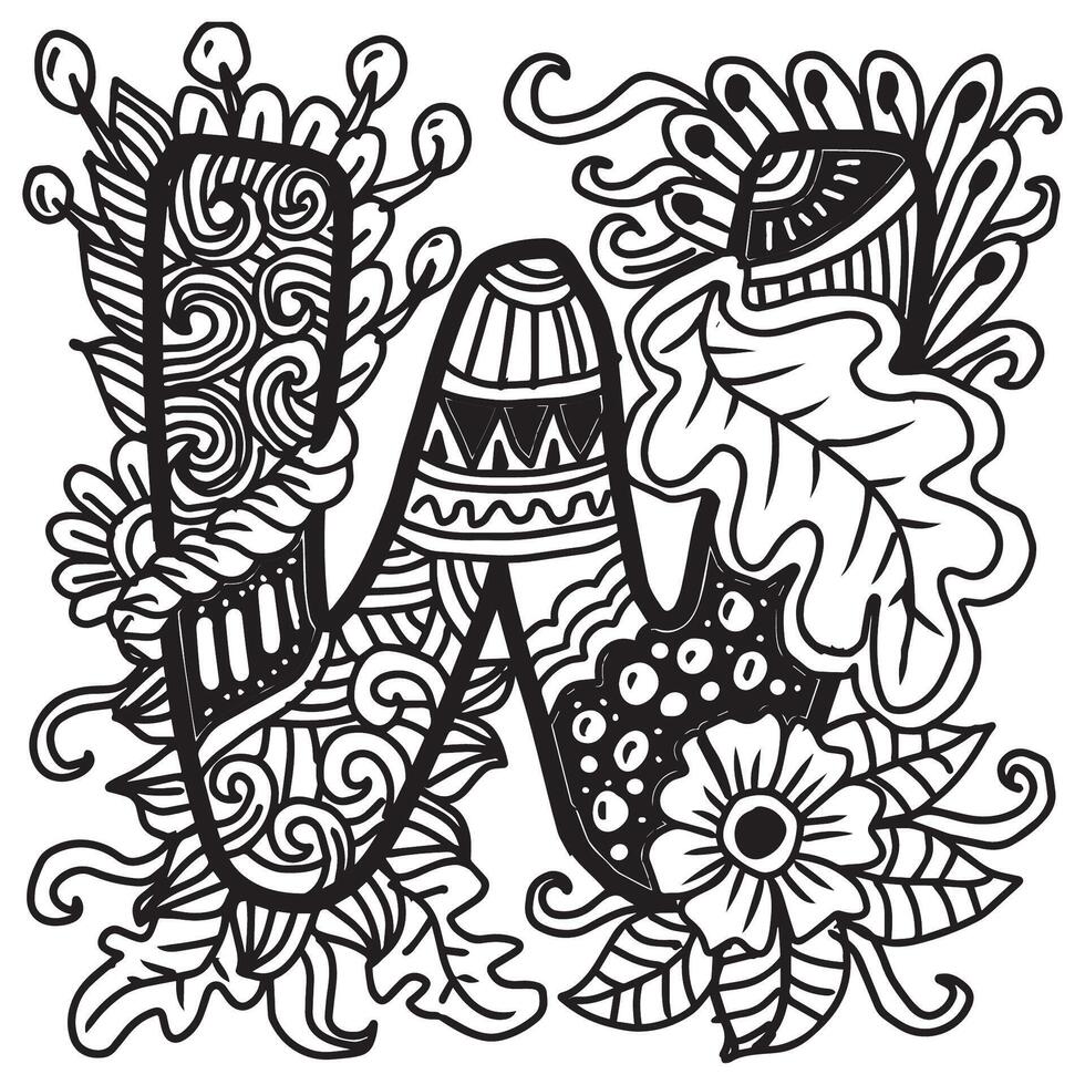Hand drawn lettering W in ethnic style. vector