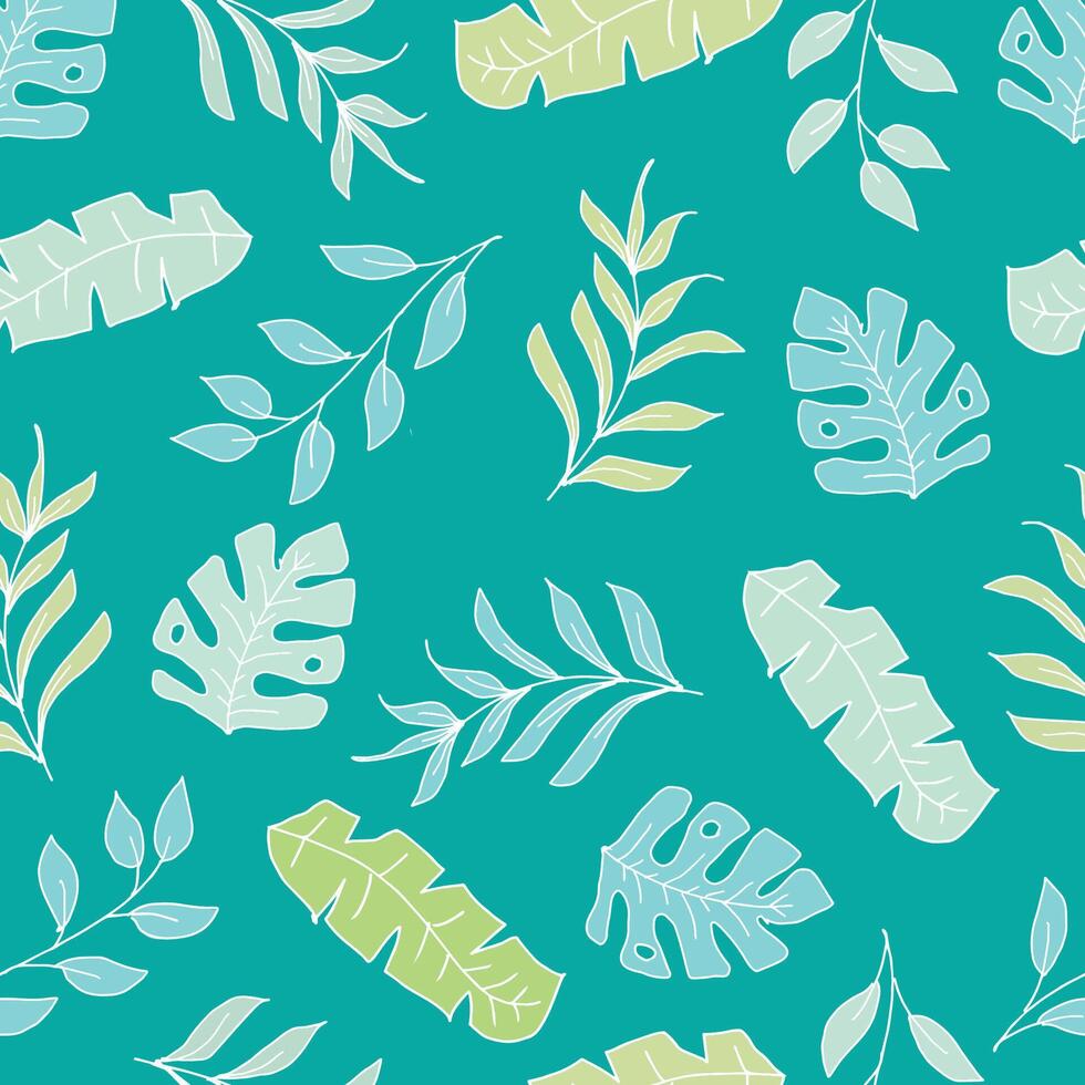 Seamless pattern with tropical leaves. vector