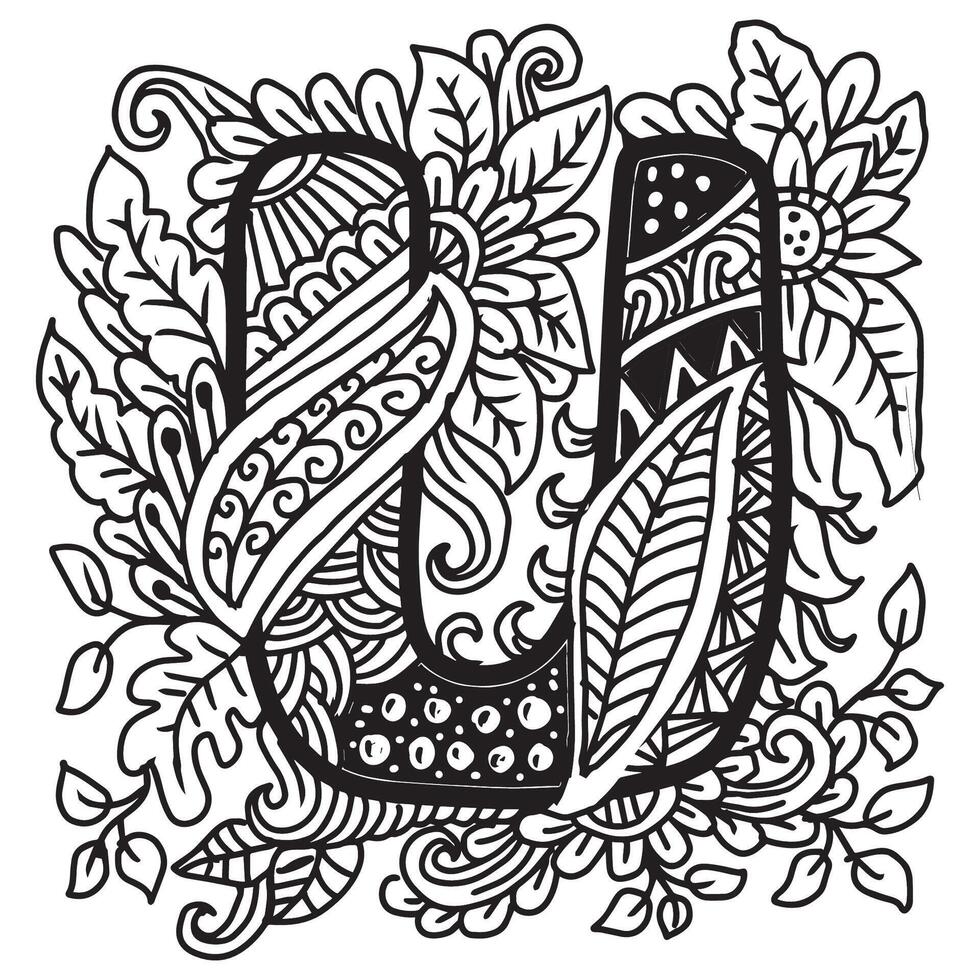 Hand drawn lettering U in ethnic style. vector