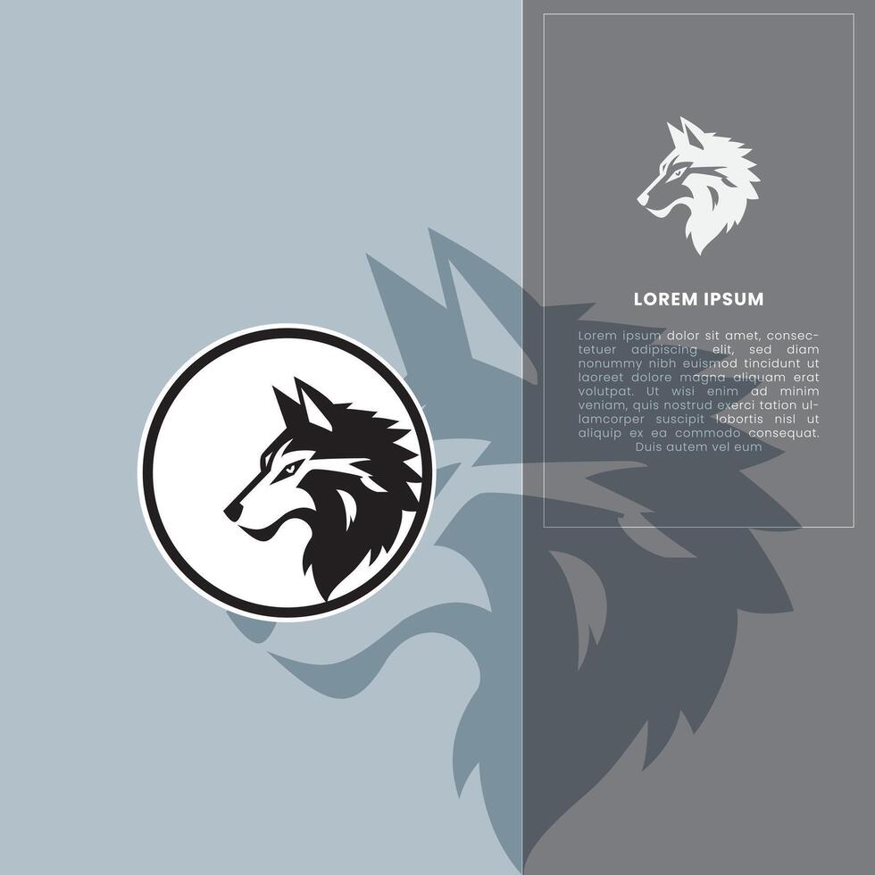 A wolf logo with a circle in the middle vector
