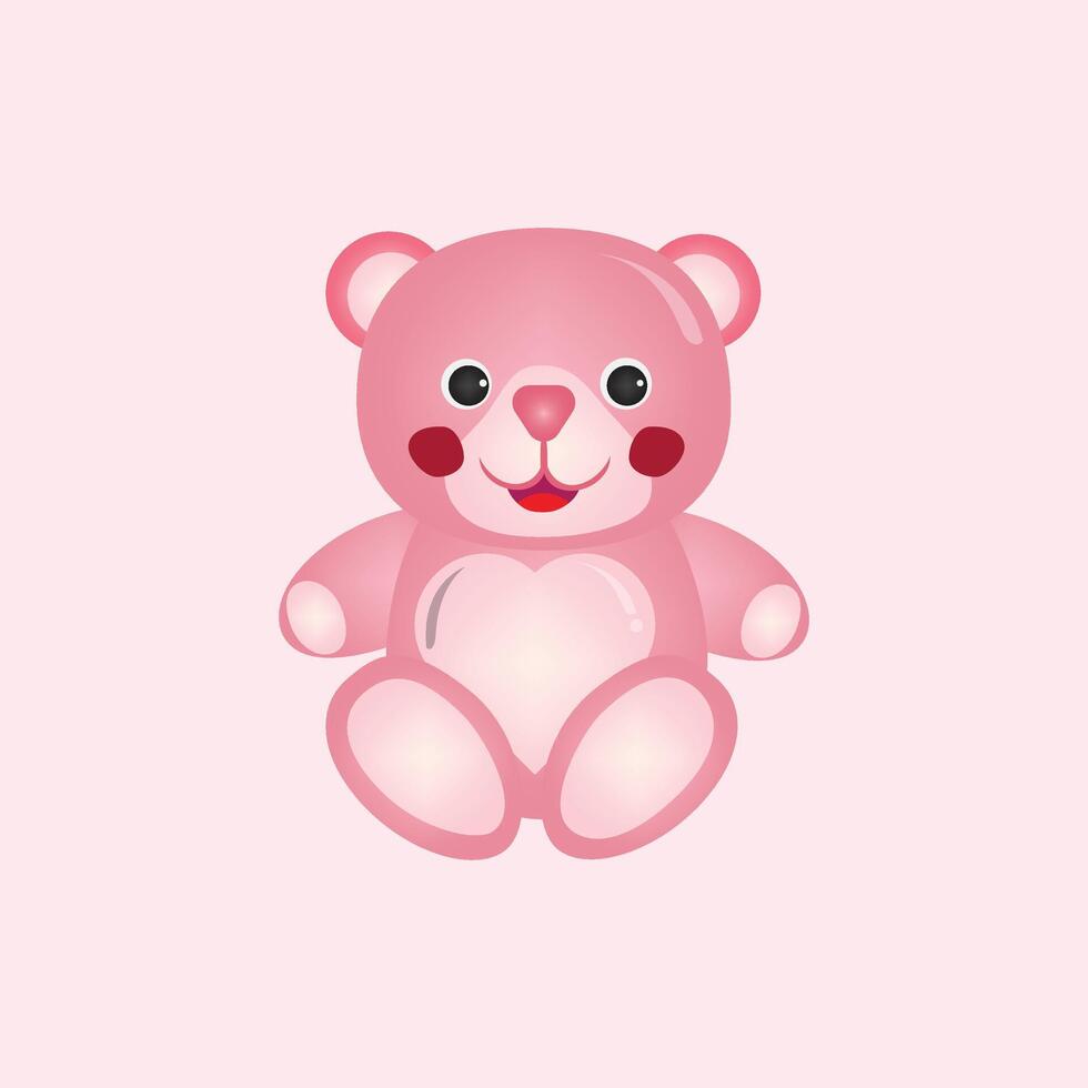 A pink teddy bear with a heart on its chest vector
