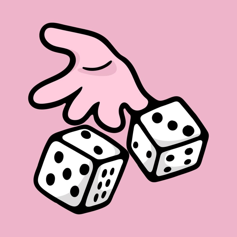 illustration cartoon hand play two dices vector