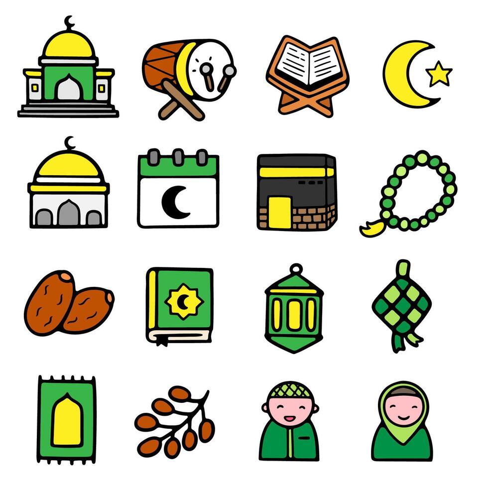 illustration ramadhan icon set bundle good for sticker vector