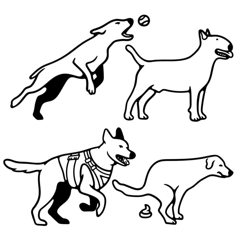 hand draw dog collection good for drawing book vector