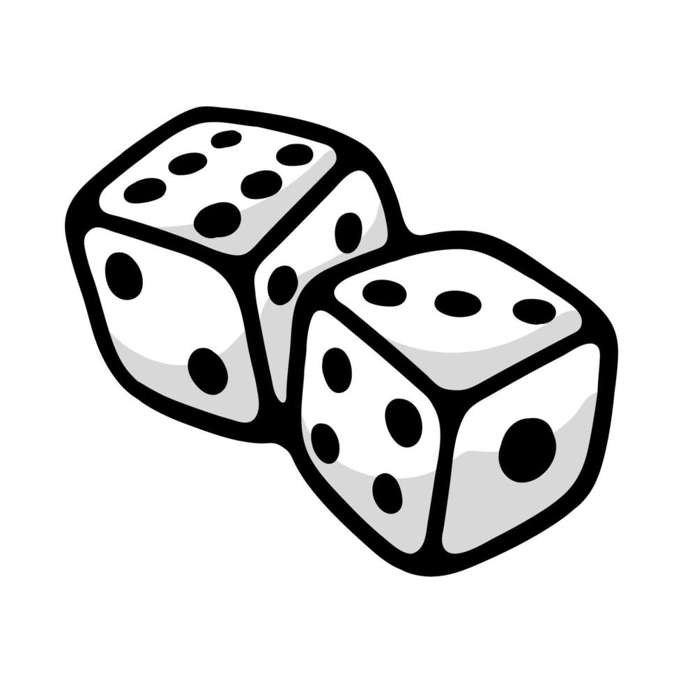 illustration cartoon dice good for logo and icon, line art for sticker vector