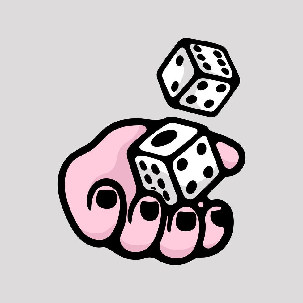 illustration cartoon hand play dice good for sticker vector