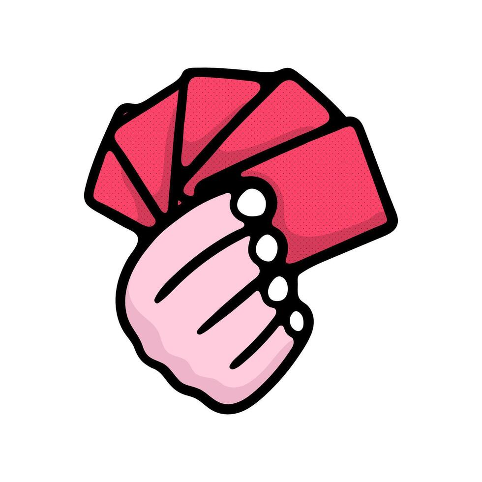 illustration cartoon hand play card on white background vector