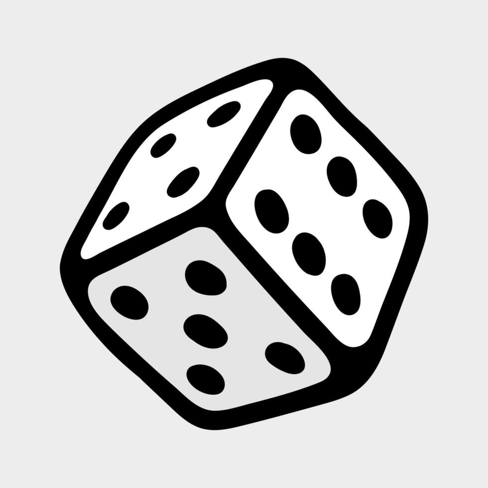 illustration cartoon single dice logo icon vector