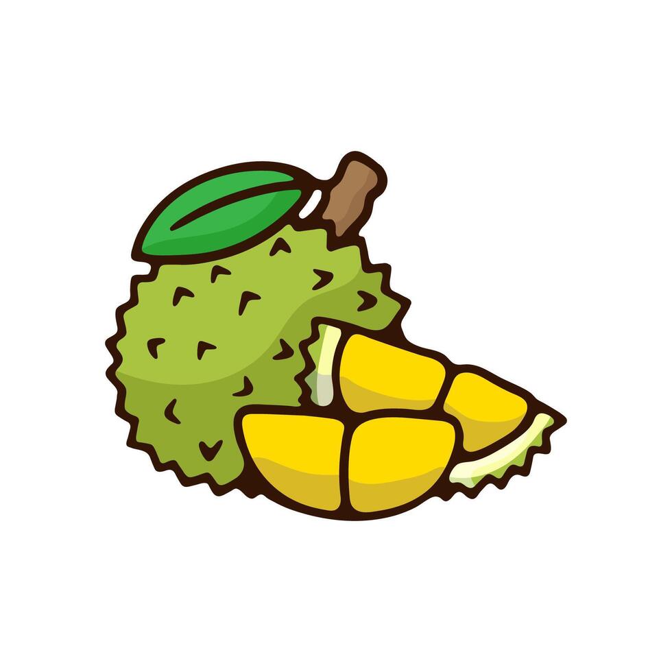 illustration cartoon fruit durian on white background vector