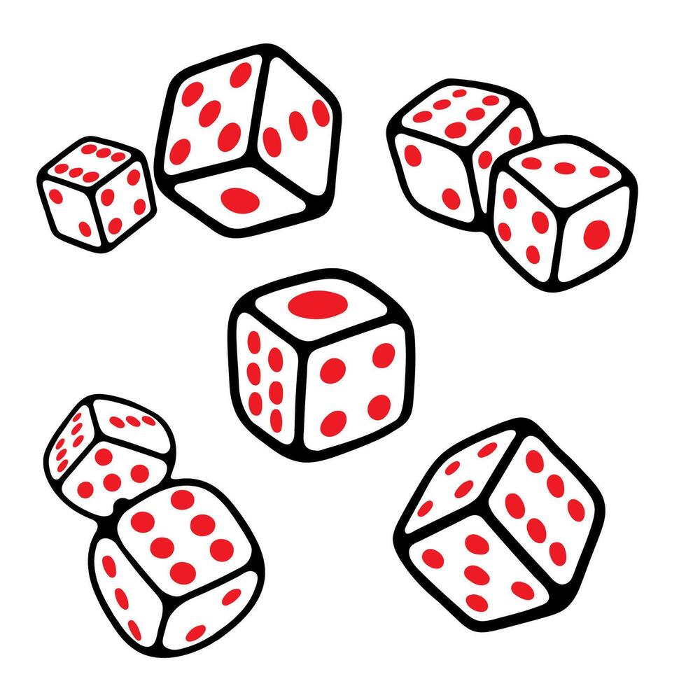 illustration cartoon dice collection set, logo and icon vector