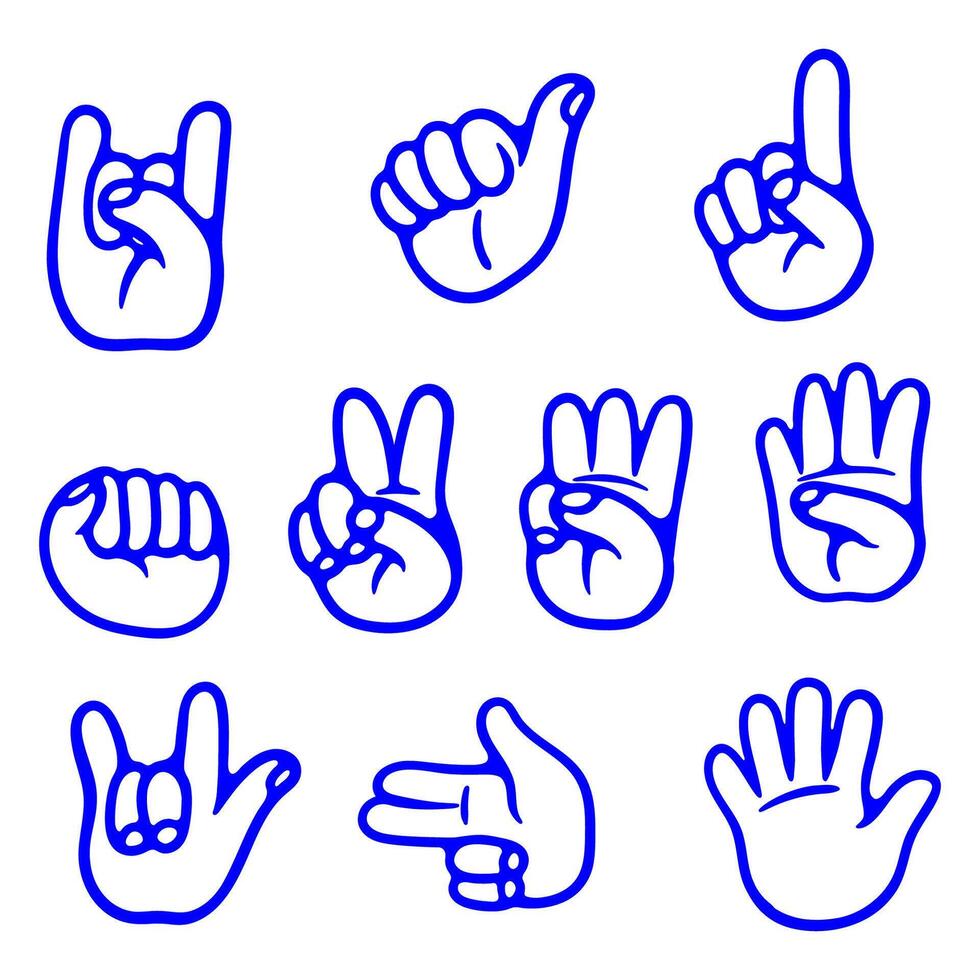 hand draw hands collection on white background vector