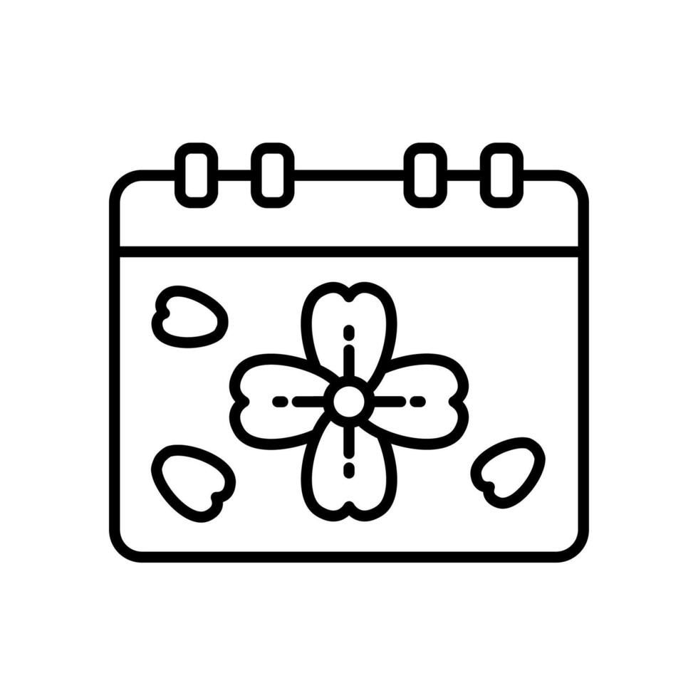 Spring time icon shown with calendar and blooming flower petals vector