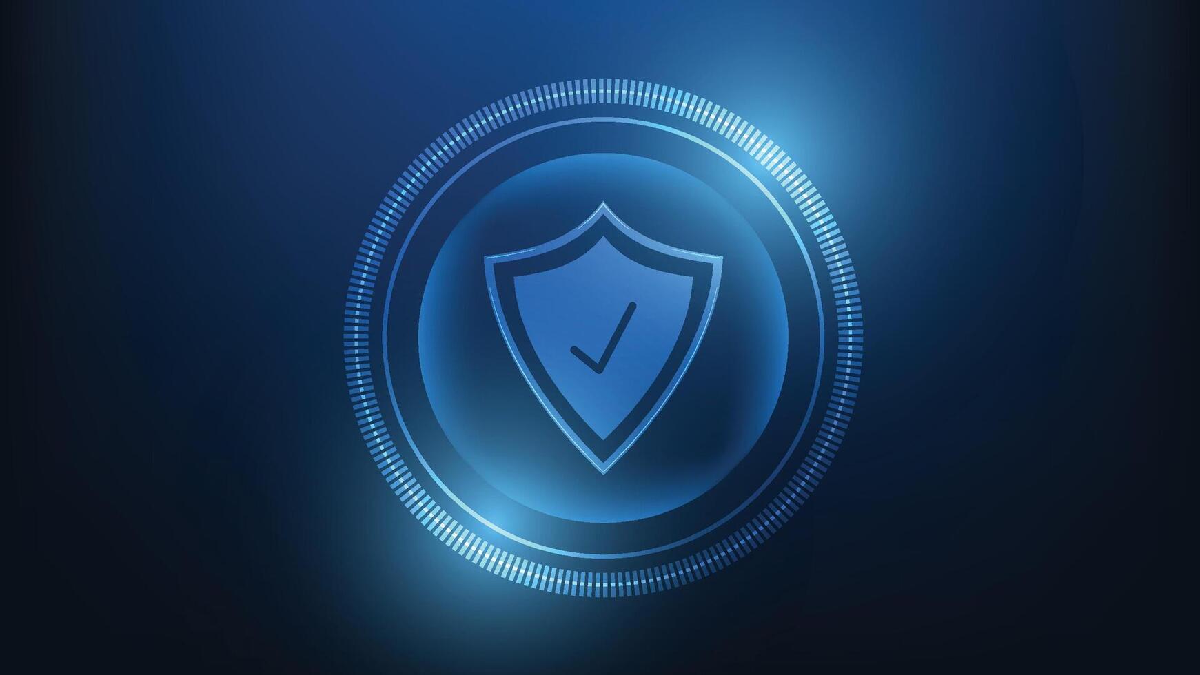 shield with check mark sign and futuristic circle on blue background vector