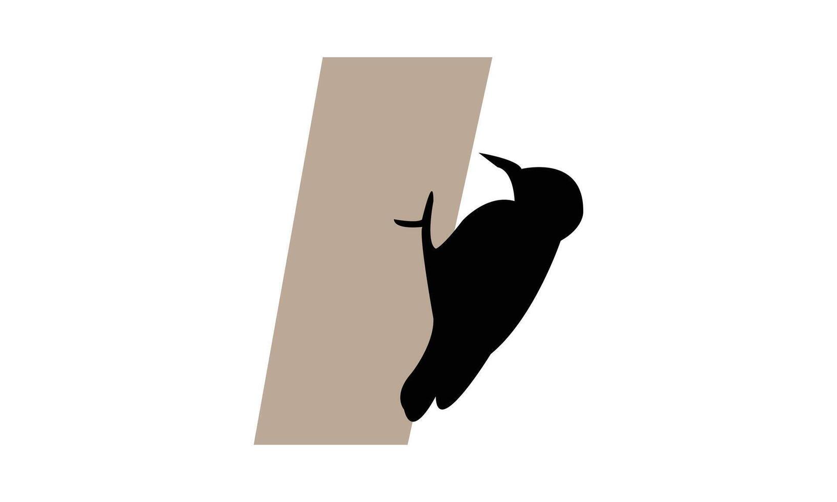 African grey woodpecker bird black Silhouette Design And Illustration. vector