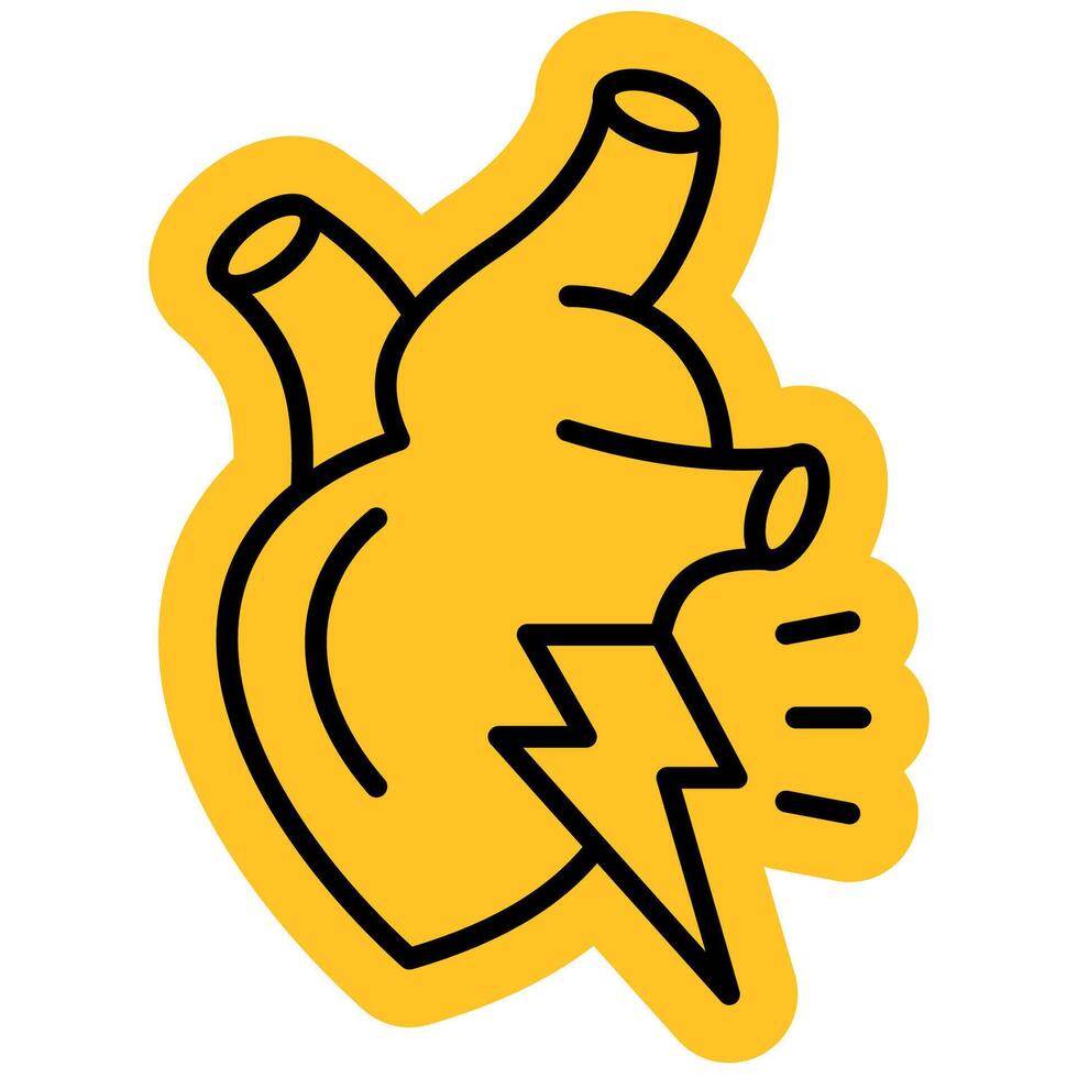 Hearth Attack symptoms outline colour icon vector