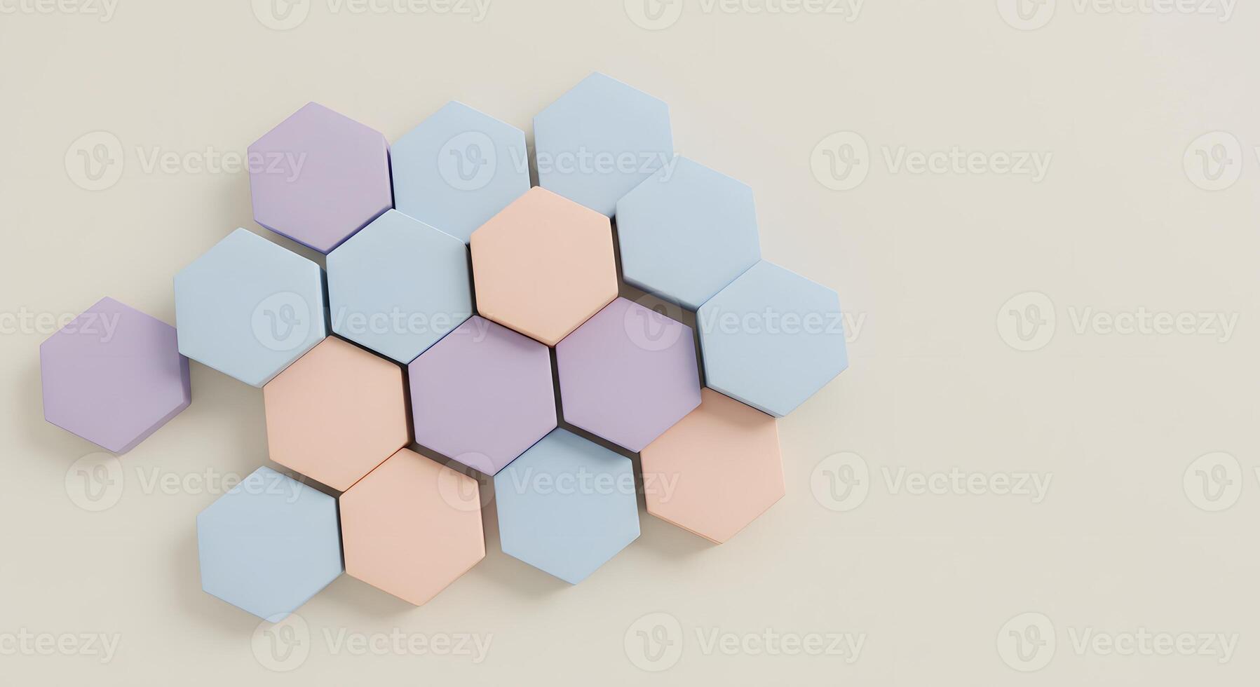 Pastel Hexagon Tiles Arranged on Neutral Background for Creative Design photo