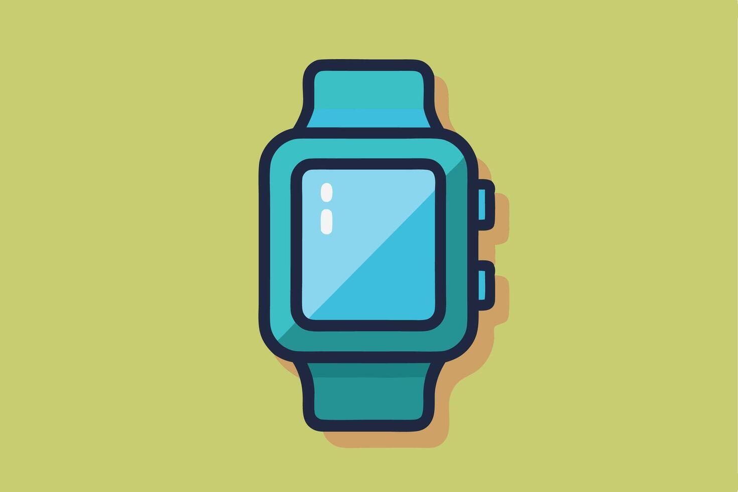 Flat digital representation of a sleek smartwatch vector