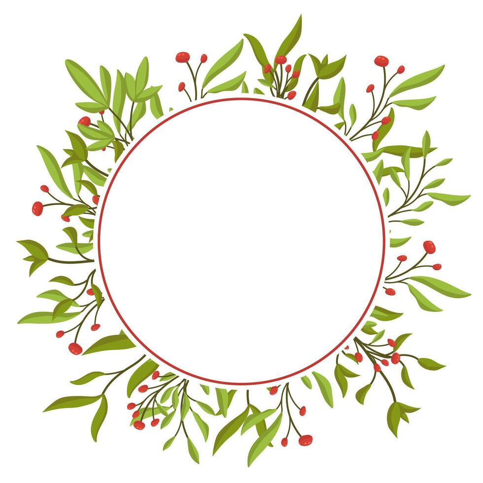frame with flowers and leaves and space for text. Spring botanical illustration for cards and invitations and logos. vector