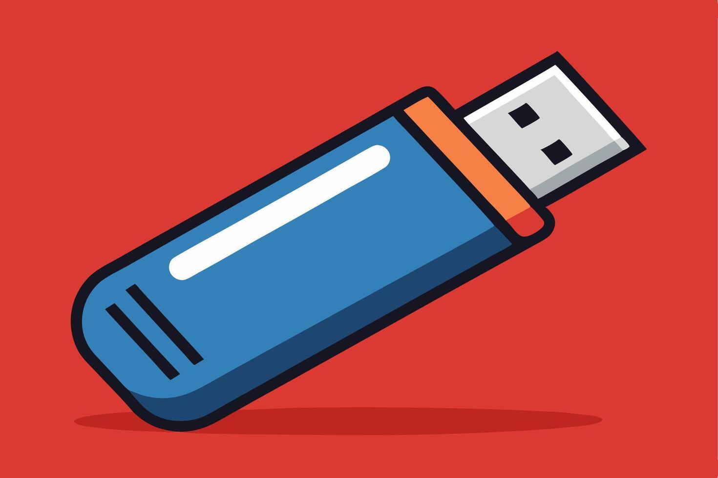 Flat minimalist depiction of a USB thumb drive vector