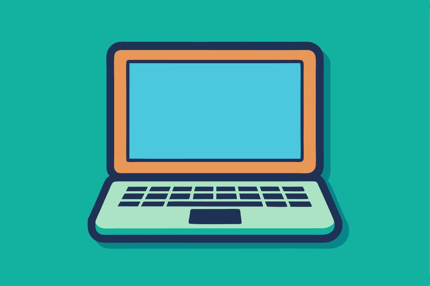 Simple flat art of a contemporary notebook computer vector
