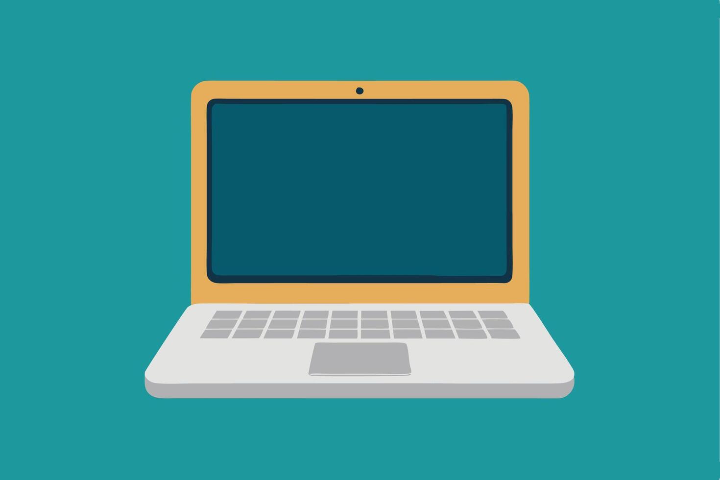 Flat style depiction of an open laptop vector
