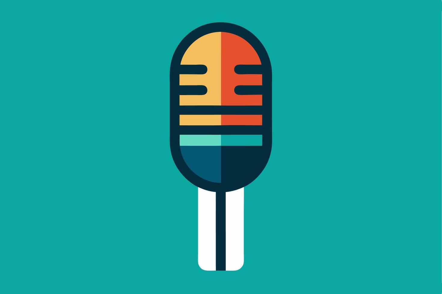 Modern microphone icon in a colorful flat look vector