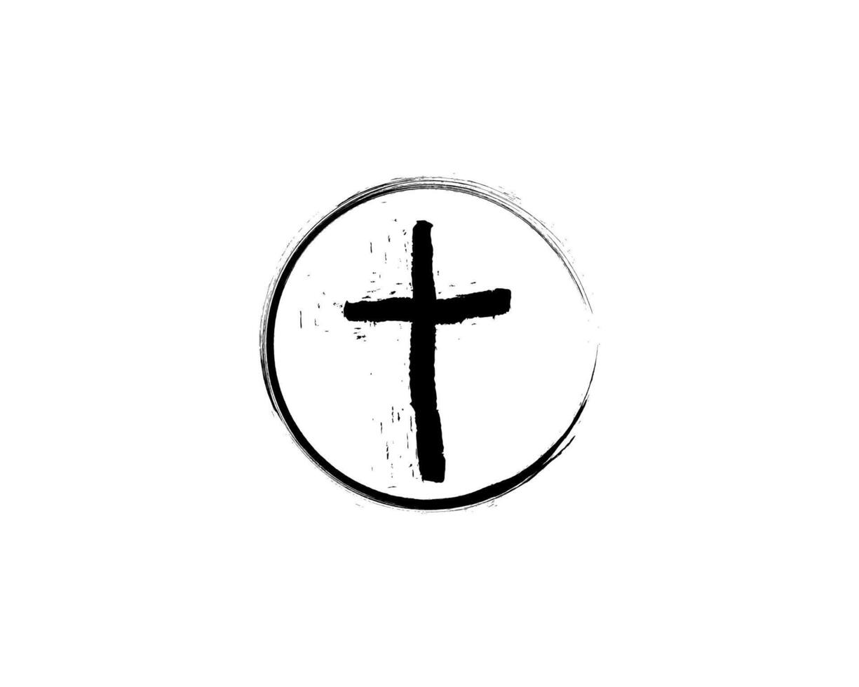 Abstract Cross Symbol Faith, Hope, Circle, Brushstroke, Design vector