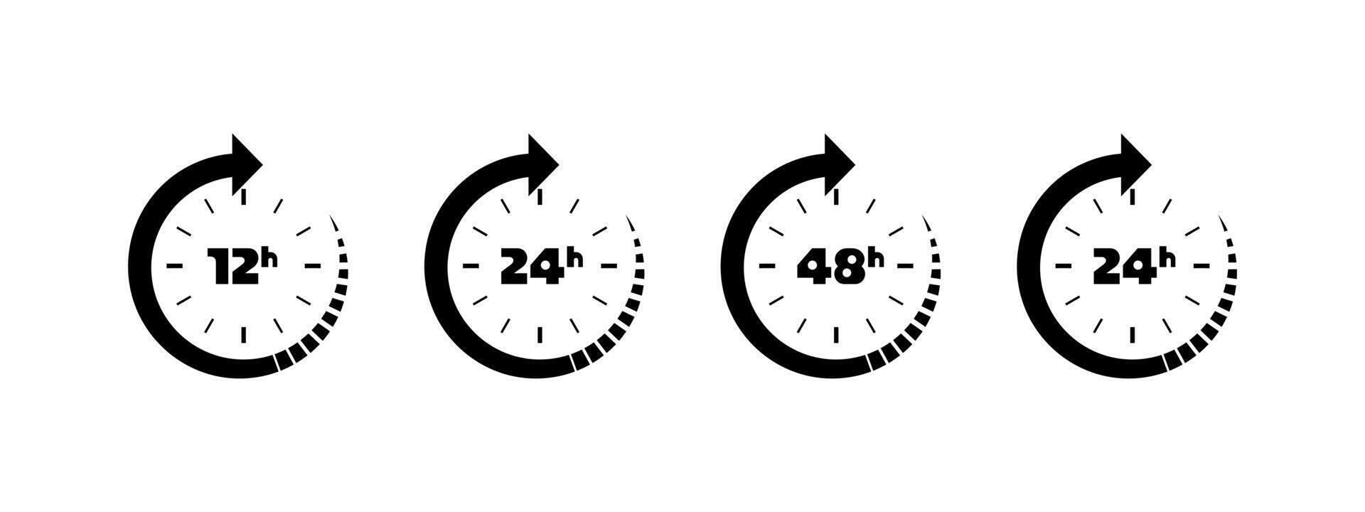 Clock Icons 12Hour, 24Hour, 48Hour, Renewal Cycle vector
