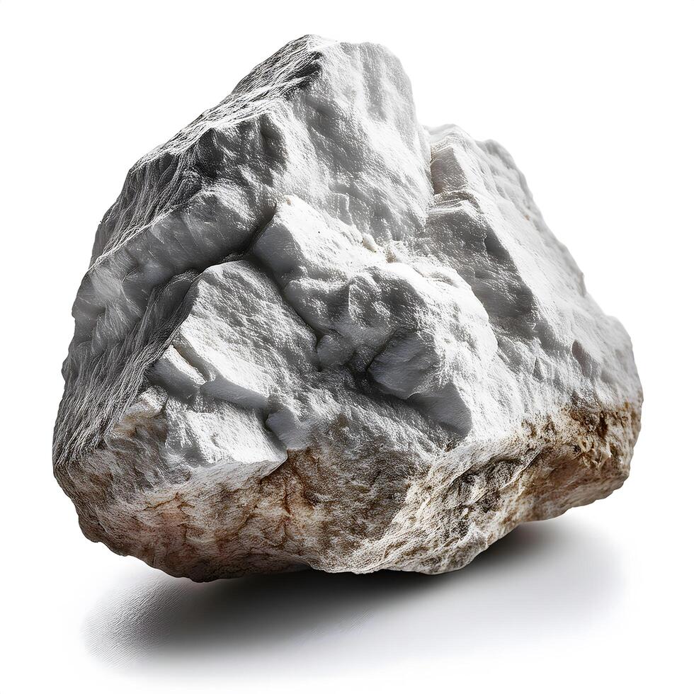 Dolomite is a natural mineral composed of calcium magnesium carbonate, often quarried from dolomitic limestone isolated on white background photo