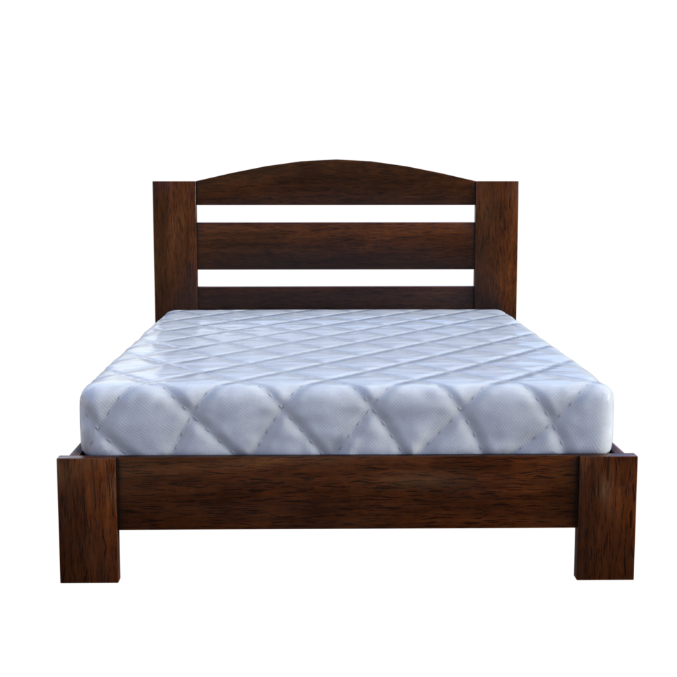 A bed with a mattress on top and a wooden frame png